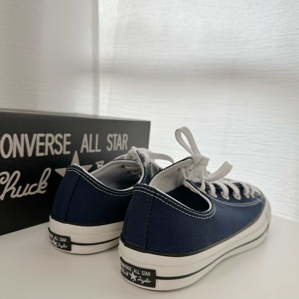 (現貨) Converse 100周年限定款 質感深藍 低筒帆布鞋-細節圖6