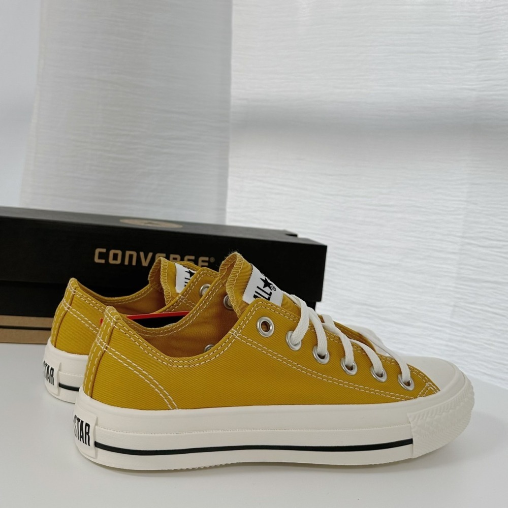 (現貨) 日本限定 Converse 縫線造型低筒帆布鞋 芥末黃-細節圖3