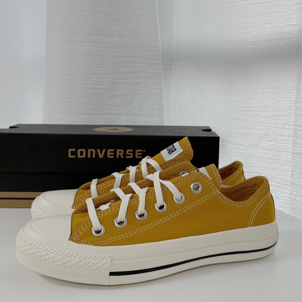 (現貨) 日本限定 Converse 縫線造型低筒帆布鞋 芥末黃-細節圖4