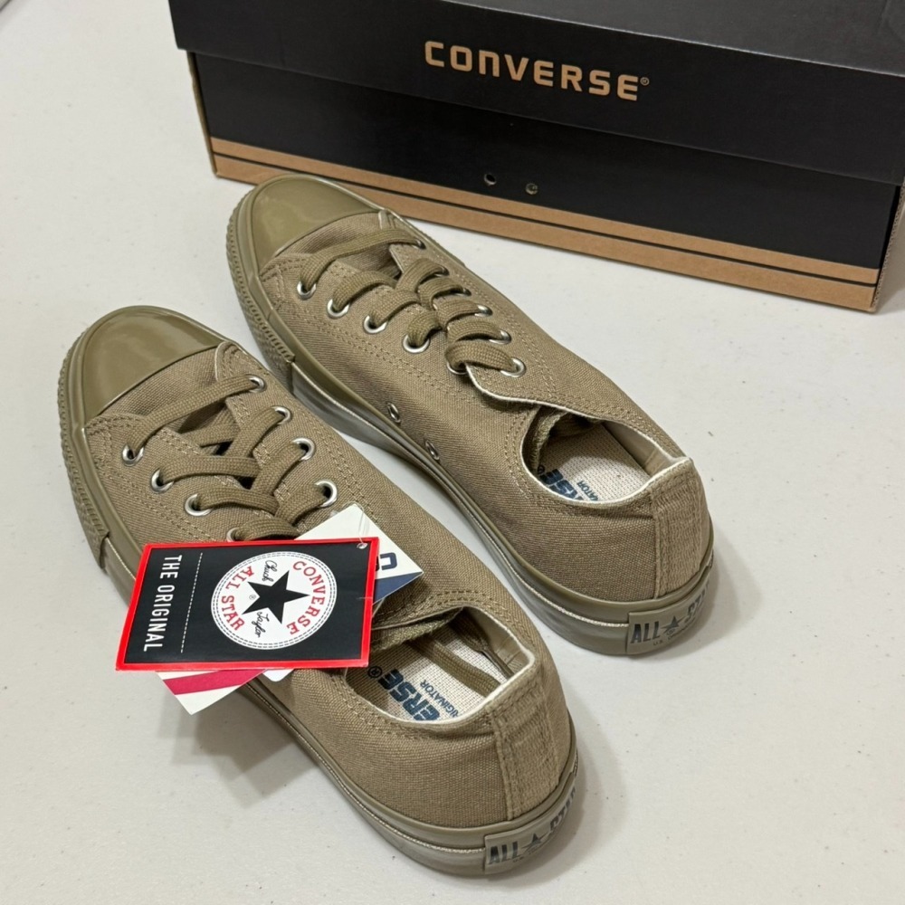 (小瑕疵出清) 日本限定 Converse US 復刻款帆布鞋 橄欖綠 尺寸26.5 (NO.G)-細節圖4