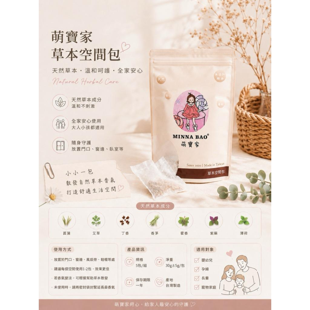 現貨供應🌿新品上市🌿天然植萃系列．萌寶家空間草本包｜居家守護｜露營外出推薦-細節圖3