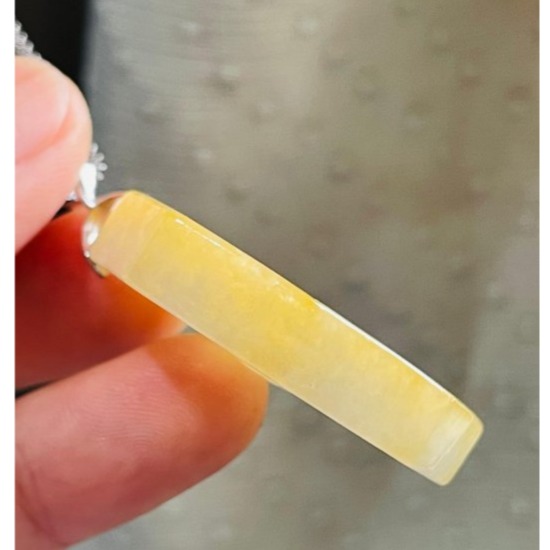 天然A貨緬甸玉 冰潤金黃雙彩太極八卦翡翠玉墜 起冰黃霧層成色飽和油亮 帶細潤純色白冰肉-細節圖5