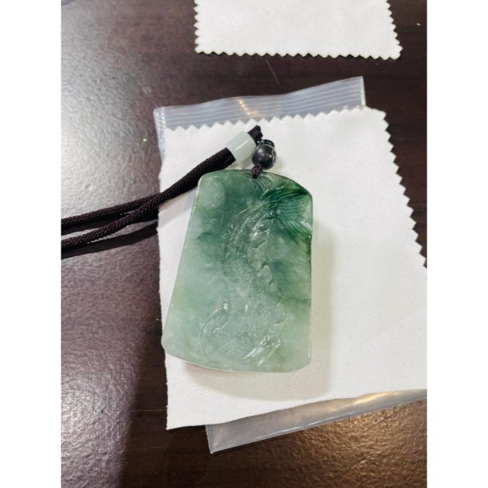 天然A貨緬甸玉 冰潤油青綠龍騰天下翡翠龍牌 起冰有厚度方正牌型 綿延有力龍身翹龍尾-細節圖10