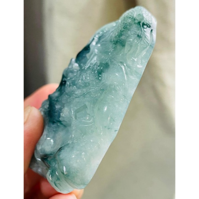 天然A貨緬甸玉 冰膠藍飄花龍騰四海翡翠龍牌 滿色膠底 漂亮藍花飄多 雙拋工 龍首霸氣沖天-細節圖4