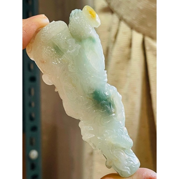 天然A貨緬甸玉 冰膠飄花灑金360度環繞大師雕神龍回首步步高升翡翠龍柱 絕美瑪瑙膠底 附台證 大師證 藏盒-細節圖8
