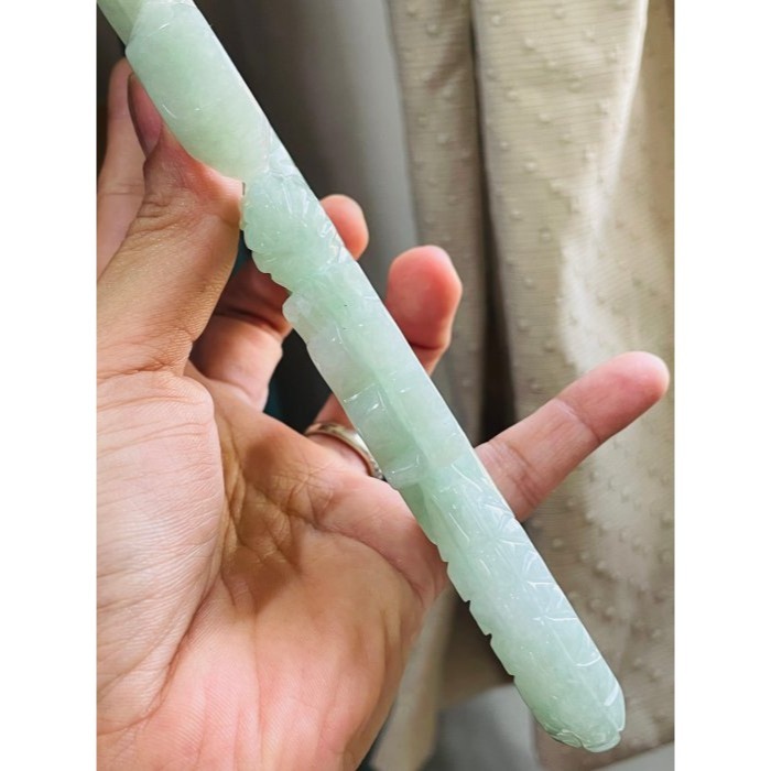 天然A貨緬甸玉 冰潤果綠全立體雕一條龍/生意興隆翡翠大擺件 完美膠潤無晶體綠料-細節圖6