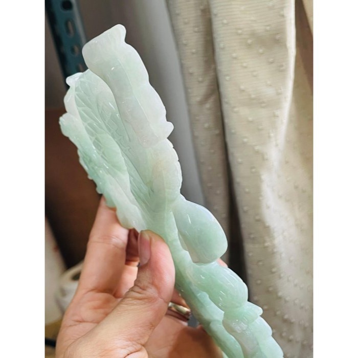 天然A貨緬甸玉 冰潤果綠全立體雕一條龍/生意興隆翡翠大擺件 完美膠潤無晶體綠料-細節圖7