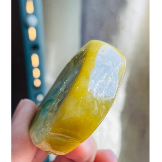 天然A貨緬甸玉 冰潤黃加綠原石意境雕求佛翡翠玉墜 油潤老熟獨籽包淡綠肉 整顆色鮮亮油度佳全透光-細節圖5