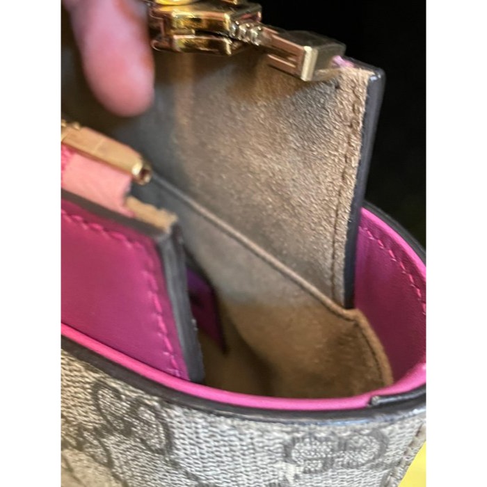 8成新正品~GUCCI 雙G logo防刮皮托特包/大包 A4可放 麂皮內裡 牛皮滾邊 肩帶-細節圖7