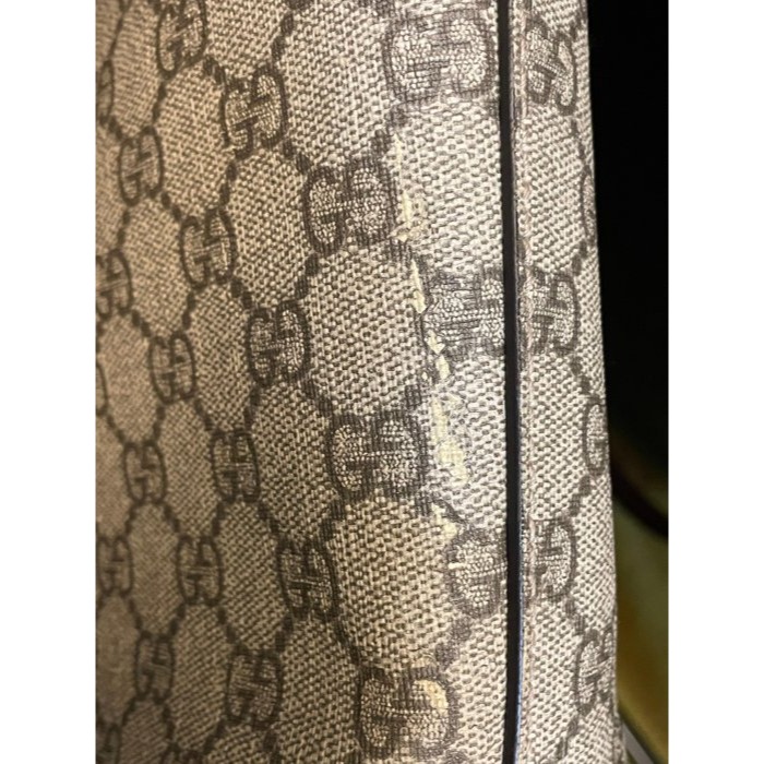 8成新正品~GUCCI 雙G logo防刮皮托特包/大包 A4可放 麂皮內裡 牛皮滾邊 肩帶-細節圖9