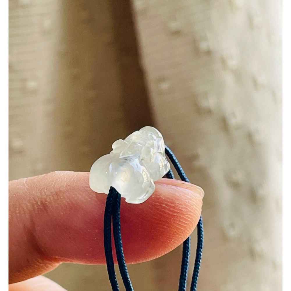 天然A貨緬甸玉 冰種白冰純色小貔貅翡翠玉戒 起光感完全透繩冰度 指圍可量身訂製-細節圖7