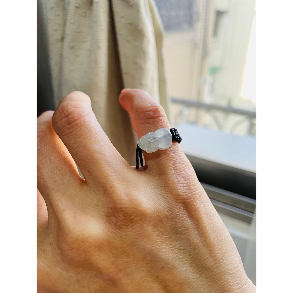 天然A貨緬甸玉 冰種白冰純色小貔貅翡翠玉戒 起光感完全透繩冰度 指圍可量身訂製-細節圖10