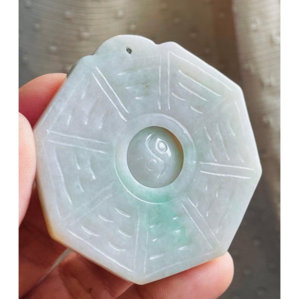 天然A貨緬甸玉 細潤橙黃加綠雙彩太極八卦翡翠玉墜 鮮亮溫潤黃綠皮帶過底飄綠 雙面配戴款-細節圖3