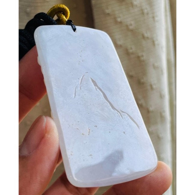 天然A貨緬甸玉 冰潤櫻花紫灑金坐蓮八臂觀音翡翠佛牌 粉嫩淡紫底方正牌形 灑橘紅 法像清晰慈悲-細節圖4
