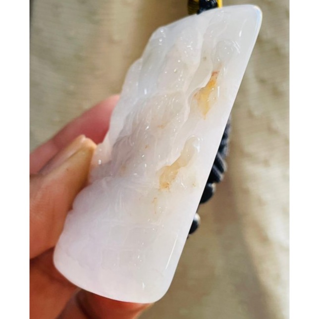 天然A貨緬甸玉 冰潤櫻花紫灑金坐蓮八臂觀音翡翠佛牌 粉嫩淡紫底方正牌形 灑橘紅 法像清晰慈悲-細節圖6