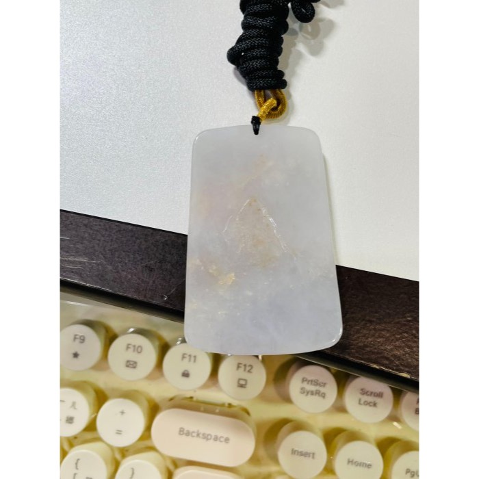 天然A貨緬甸玉 冰潤櫻花紫灑金坐蓮八臂觀音翡翠佛牌 粉嫩淡紫底方正牌形 灑橘紅 法像清晰慈悲-細節圖10