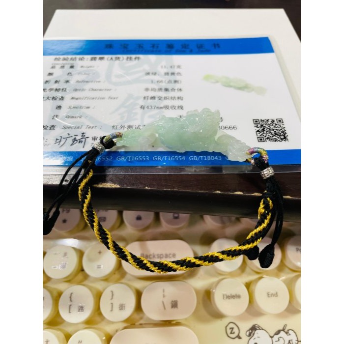天然A貨緬甸玉 冰潤果綠同心扣立體貔貅翡翠手牌/手鍊 無限制手圍 膠潤種好帶色 上手立體亮眼-細節圖10