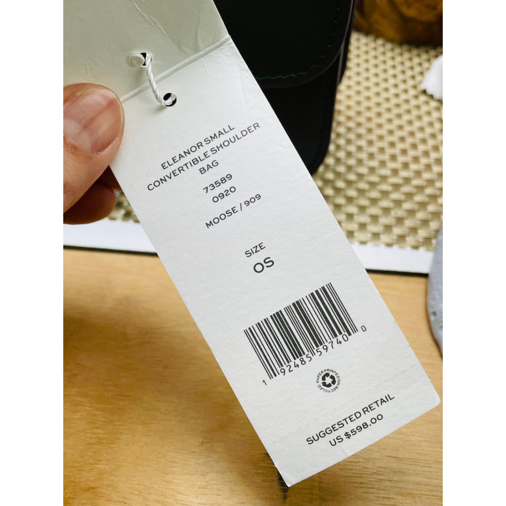 全新正品~TORY BURCH 金色大TB logo灰綠牛皮麻花鍊條斜背包/側背包 全新吊牌在 美金598購入議價勿擾-細節圖11