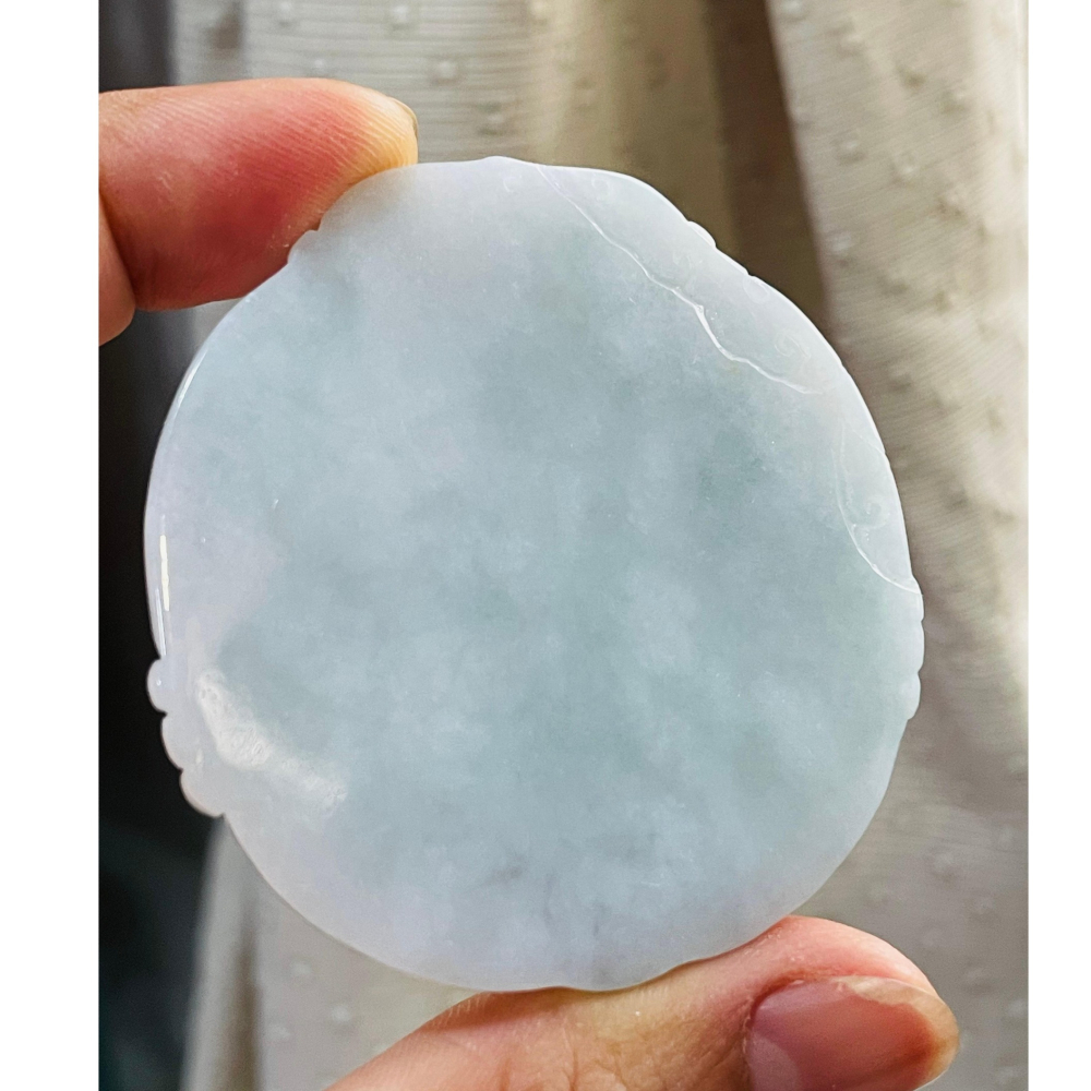 隨緣福德價~天然A貨緬甸玉 細潤亮藍綠普賢菩薩觀音翡翠佛牌 色滿勻稱 厚度足透手影 法像清晰-細節圖4