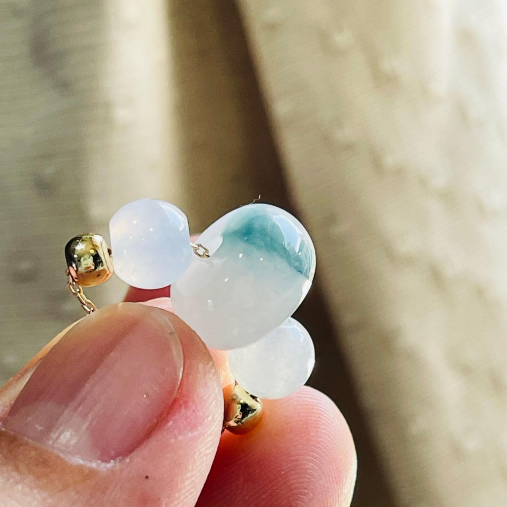 天然A貨緬甸玉 冰潤紫飄花12mm鼓珠翡翠項鍊 45cm長 膠潤淡紫飄藍花 飽滿完美珠-細節圖5