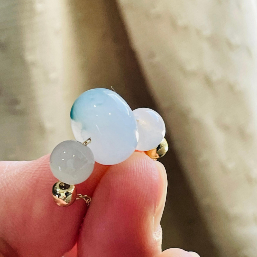 天然A貨緬甸玉 冰潤紫飄花12mm鼓珠翡翠項鍊 45cm長 膠潤淡紫飄藍花 飽滿完美珠-細節圖6