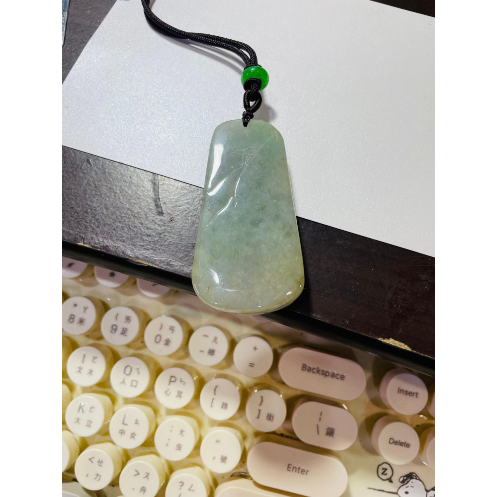 圈粉價~天然A貨緬甸玉 冰潤晴藍俏黃日進斗金翡翠山水牌 晴藍肉帶灑金 冰黃巧雕發財樹-細節圖10