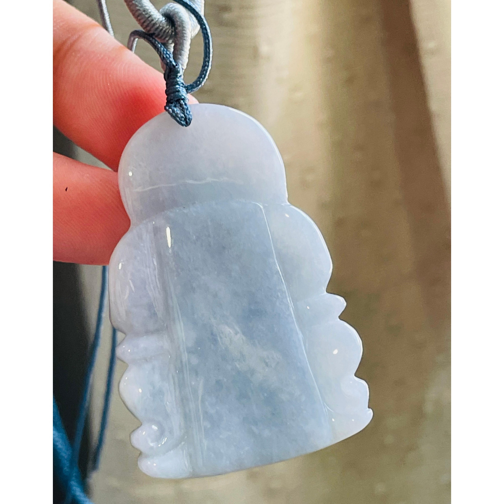 天然A貨緬甸玉 冰潤藍紫文昌帝君翡翠玉牌 起冰過底藍紫 色滿濃郁聚色 雕工立體 法像清晰祥和-細節圖6