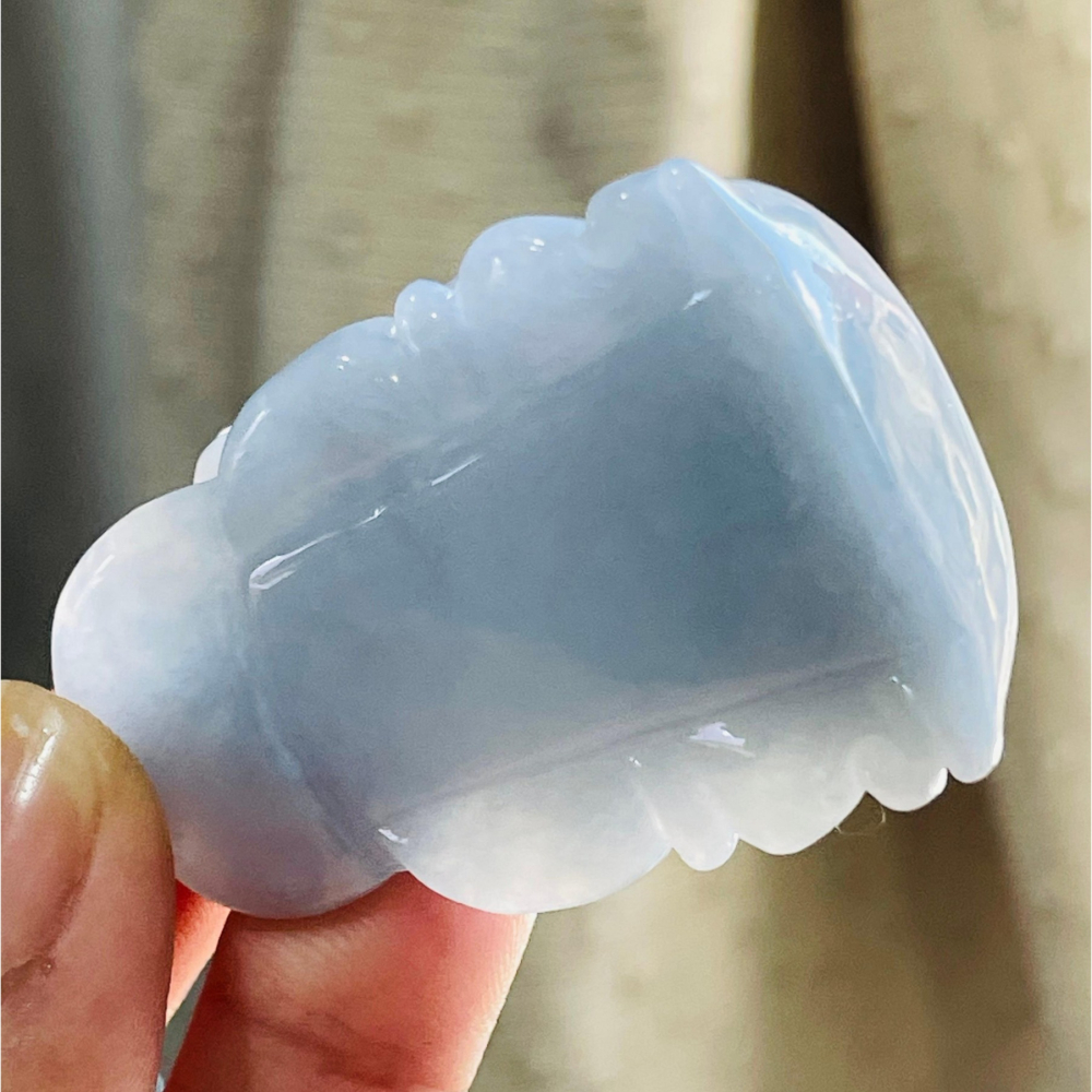 天然A貨緬甸玉 冰潤藍紫文昌帝君翡翠玉牌 起冰過底藍紫 色滿濃郁聚色 雕工立體 法像清晰祥和-細節圖7