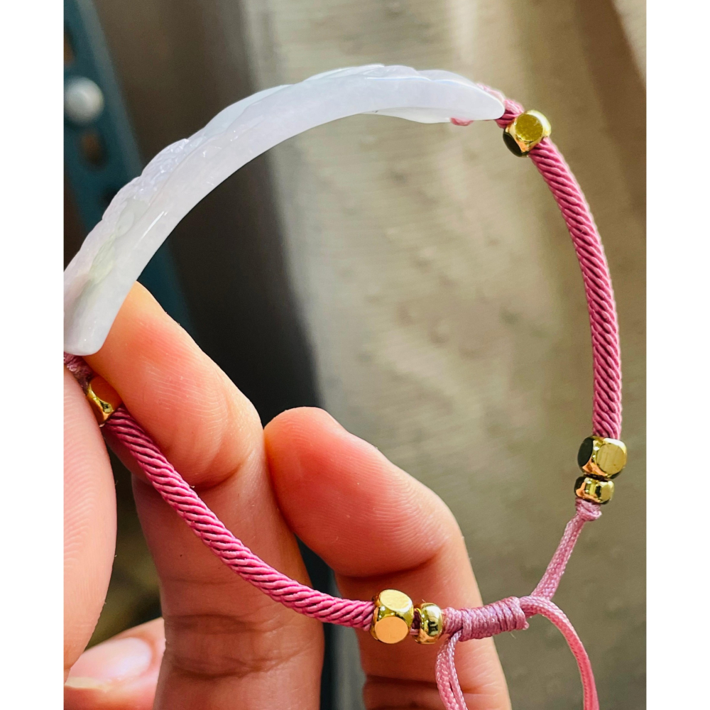 天然A貨緬甸玉 冰粉春彩繁花似錦翡翠山水手牌/手鍊15CM手圍可調 粉嫩紫 綠鮮亮 整塊色滿透手影-細節圖4