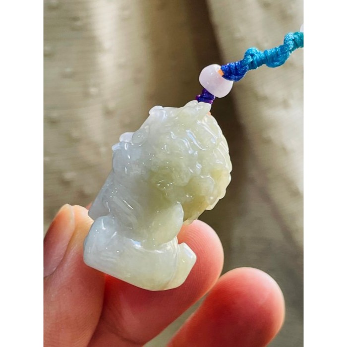 天然A貨緬甸玉 膠潤雪梨黃全立體雕招財吞金獸翡翠包掛/小擺 吞金千億只進不出-細節圖5