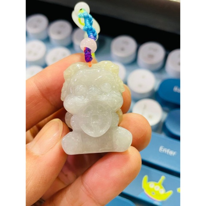 天然A貨緬甸玉 膠潤雪梨黃全立體雕招財吞金獸翡翠包掛/小擺 吞金千億只進不出-細節圖7