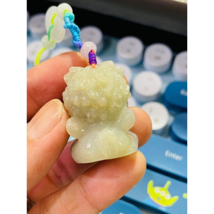 天然A貨緬甸玉 膠潤雪梨黃全立體雕招財吞金獸翡翠包掛/小擺 吞金千億只進不出-細節圖8