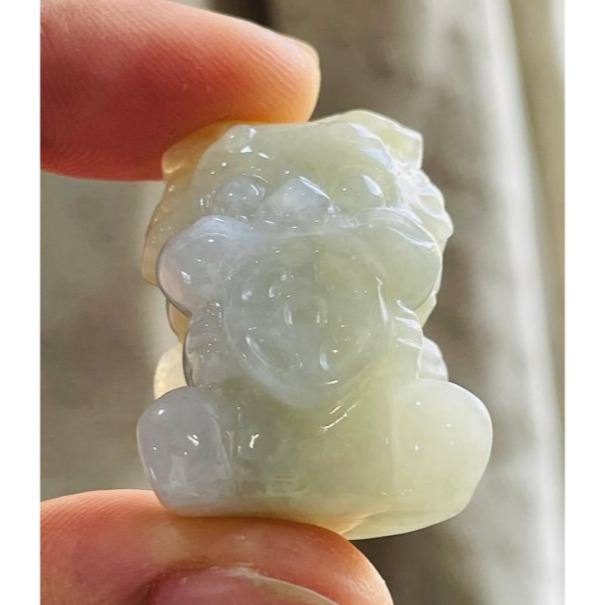 天然A貨緬甸玉 膠潤雪梨黃全立體雕招財吞金獸翡翠玉墜/小擺 吞金千億只進不出-細節圖2