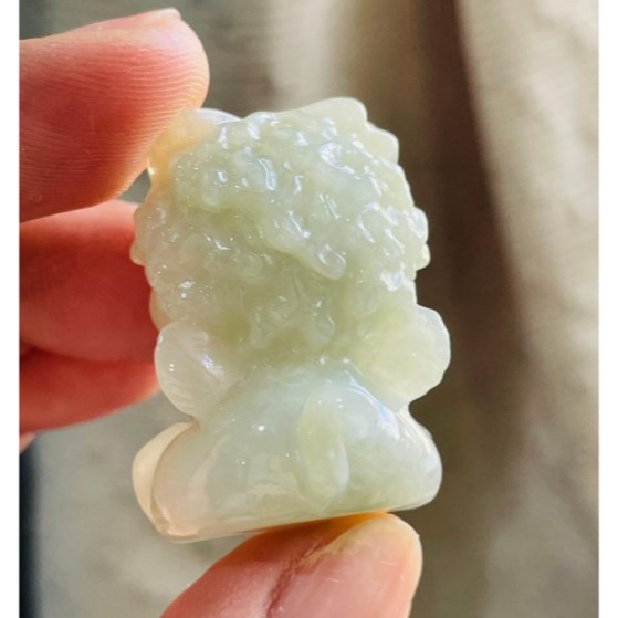 天然A貨緬甸玉 膠潤雪梨黃全立體雕招財吞金獸翡翠玉墜/小擺 吞金千億只進不出-細節圖3