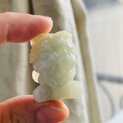 天然A貨緬甸玉 膠潤雪梨黃全立體雕招財吞金獸翡翠玉墜/小擺 吞金千億只進不出-細節圖7