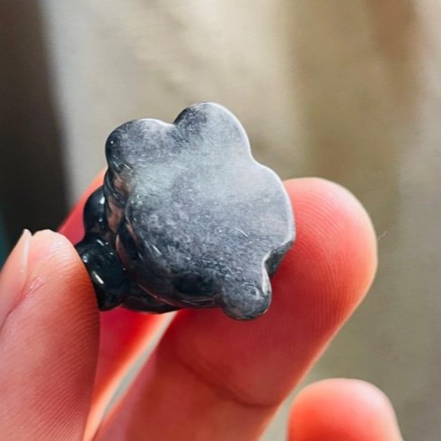 天然A貨緬甸玉 溫潤烏雞全立體泰迪翡翠小擺/掛件 全黑貴賓犬 俏萌臉-細節圖6