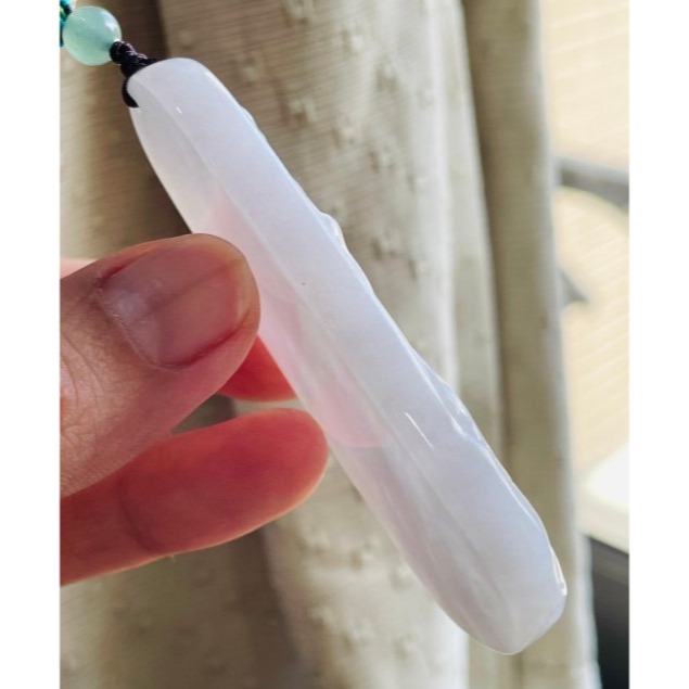 天然A貨緬甸玉 芙蓉種 細潤粉嫩紫地藏王菩薩翡翠佛牌 種老細肉色滿勻稱 完美一刀切透手影-細節圖5