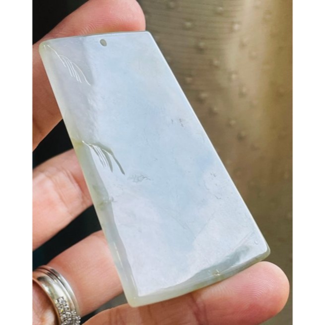 隨緣福德價~天然A貨玉 膠潤危藍小三彩八臂觀音翡翠佛牌 黃藍白色多彩芙蓉膠底 方正牌形-細節圖6