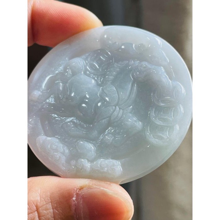 天然A貨緬甸玉 細潤粉春彩馬到成功翡翠馬牌 細肉粉嫩紫綠滿色 完美鐲心一刀切牌形-細節圖2