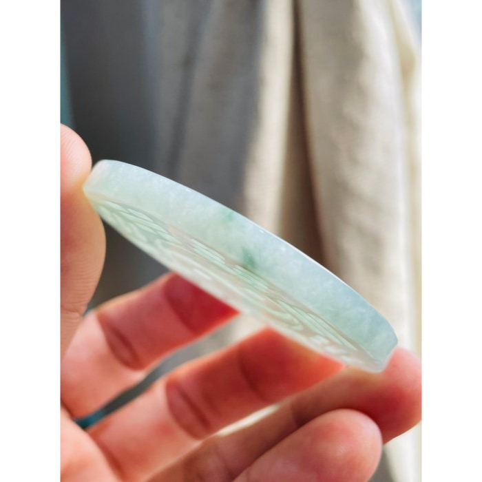 天然A貨緬甸玉 冰潤飄花太上老君急急如律令翡翠八卦玉牌 透手影膠潤底庄 雙面雕 有份量請留意尺寸-細節圖4