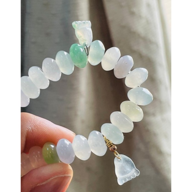 天然A貨緬甸玉 冰種多寶鼓珠8.5mm翡翠手串/手鍊 顆顆乾淨色多彩 夢幻馬卡龍 附台証高貨手珠-細節圖6