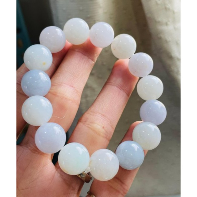 天然A貨緬甸玉 芙蓉種 膠潤粉春彩帶金13mm圓珠翡翠手串/手鍊16cm 老形膠珠 粉嫩紫綠顆顆色滿 帶灑金 附台証-細節圖2