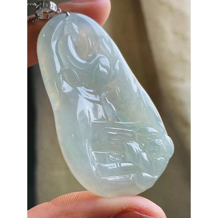 天然A貨緬甸玉 收藏件 木拿冰玻種藍剛天道翡翠18K金佛墜 木那泛光起剛滿底色 透字完美無瑕佛牌-細節圖3