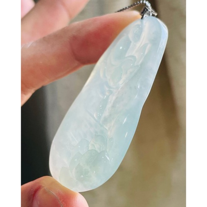 天然A貨緬甸玉 收藏件 木拿冰玻種藍剛天道翡翠18K金佛墜 木那泛光起剛滿底色 透字完美無瑕佛牌-細節圖5