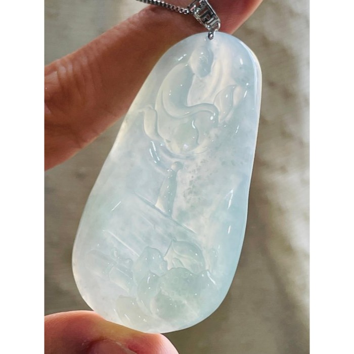 天然A貨緬甸玉 收藏件 木拿冰玻種藍剛天道翡翠18K金佛墜 木那泛光起剛滿底色 透字完美無瑕佛牌-細節圖6