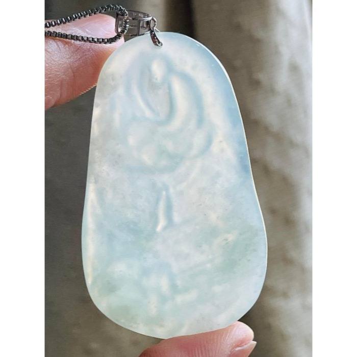 天然A貨緬甸玉 收藏件 木拿冰玻種藍剛天道翡翠18K金佛墜 木那泛光起剛滿底色 透字完美無瑕佛牌-細節圖7