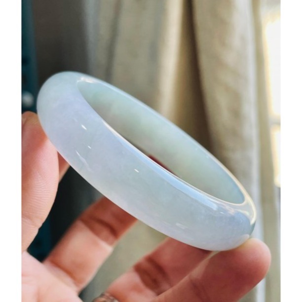 天然A貨緬甸玉 冰潤粉春彩正圈翡翠平安鐲57 18圍 粉嫩淡紫綠滿色 寬條厚裝 附台証-細節圖3