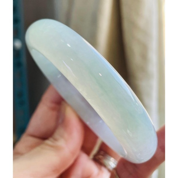 天然A貨緬甸玉 冰潤粉春彩正圈翡翠平安鐲57 18圍 粉嫩淡紫綠滿色 寬條厚裝 附台証-細節圖5