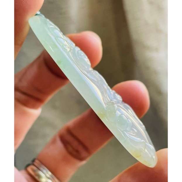 天然A貨緬甸玉 冰種小三彩如意寶珠觀音翡翠佛牌 冰透字方正圓潤牌形 法像莊嚴慈悲 附台証-細節圖4