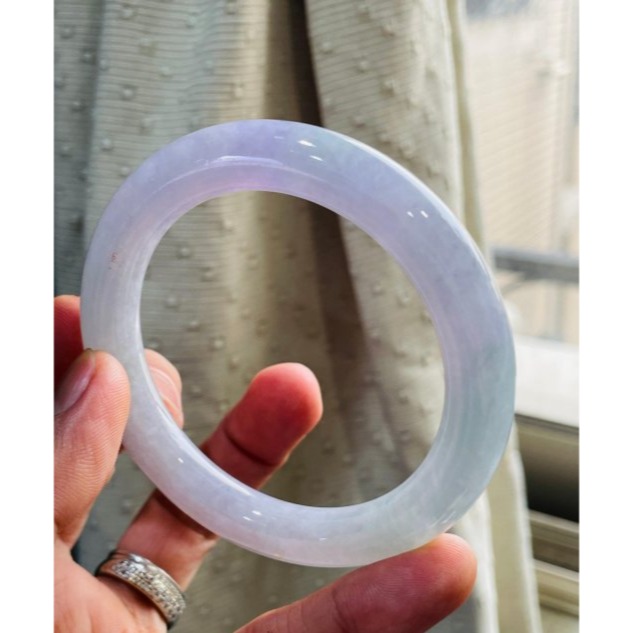 天然A貨緬甸玉 冰潤濃春彩翡翠圓骨鐲53.3 17.5圍 濃郁茄紫加藍綠 色滿鮮豔 附台証-細節圖2